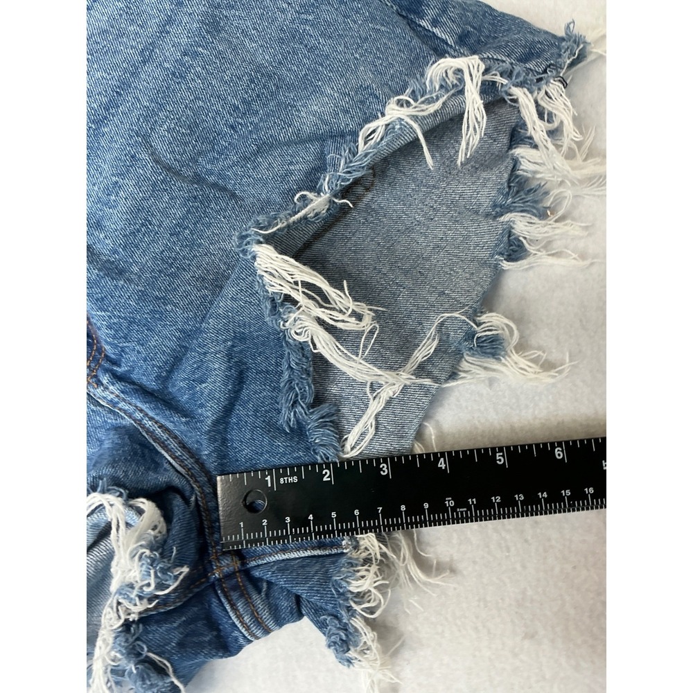 Abercrombie & Fitch Curve Love The Mom Short High Rise Denim Blue 29 8 Distressd - Picture 8 of 8